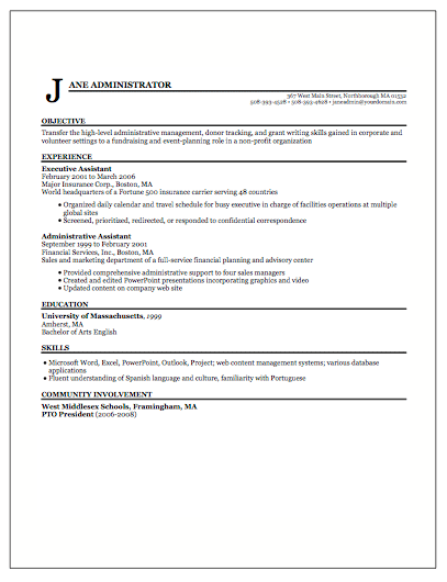 Chronological Resume Example